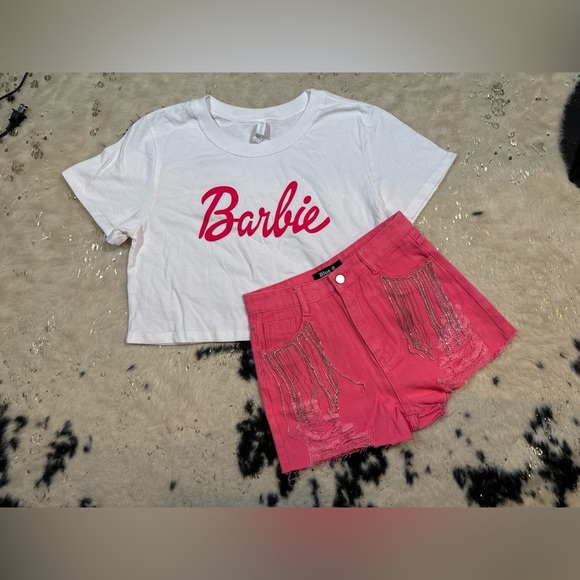 Pastel Retro 90s Vintage Cartoon Print Three Quarter Short Sleeve Tee Shirt T-shirt Top Causal E